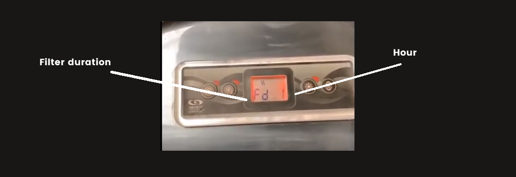 filter control panel display showing filter duration